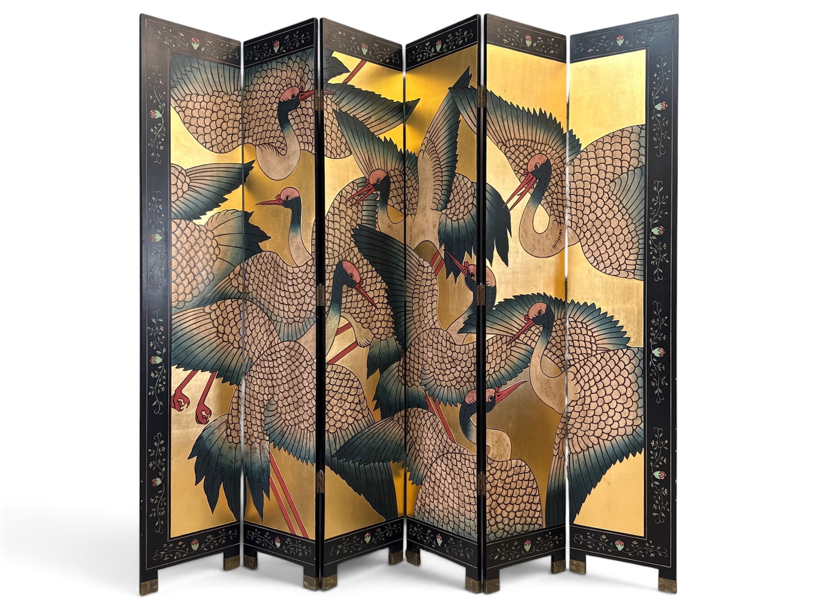 Chinese Folding Lacquer Room Divider Screen (1 of 4)