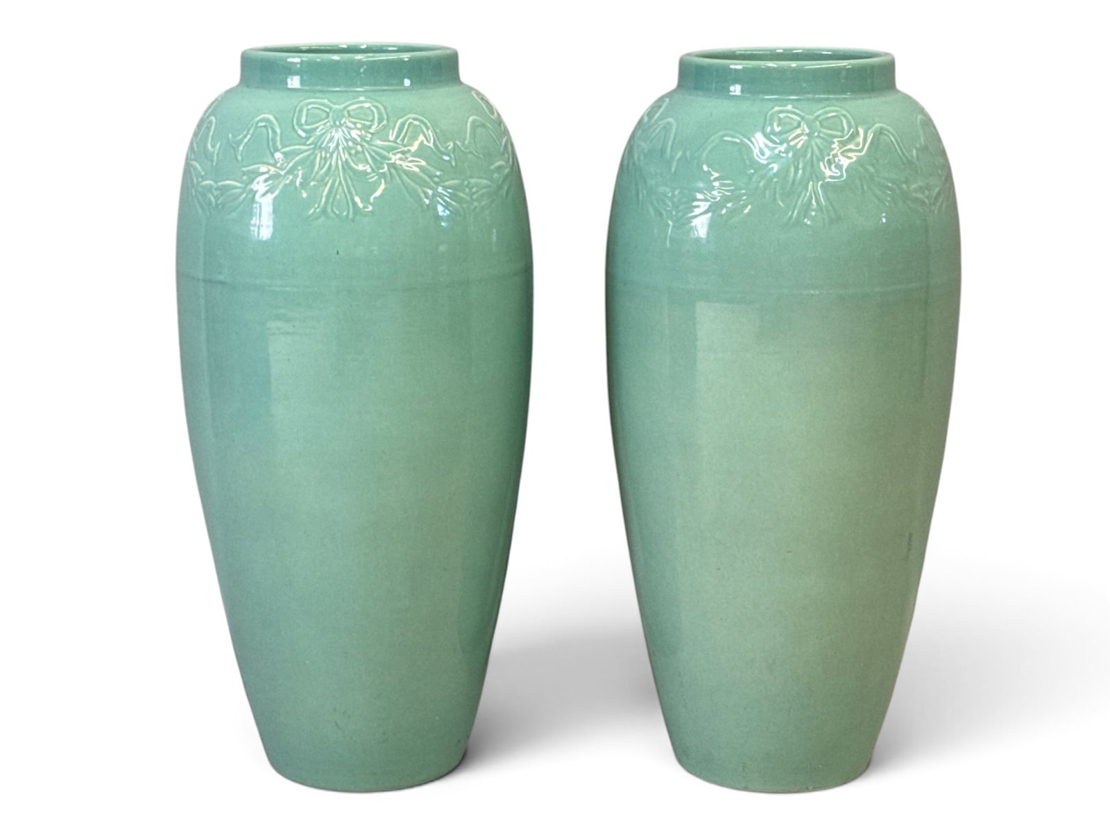 Large Pair of American Pottery Turquoise Vases (1 of 5)