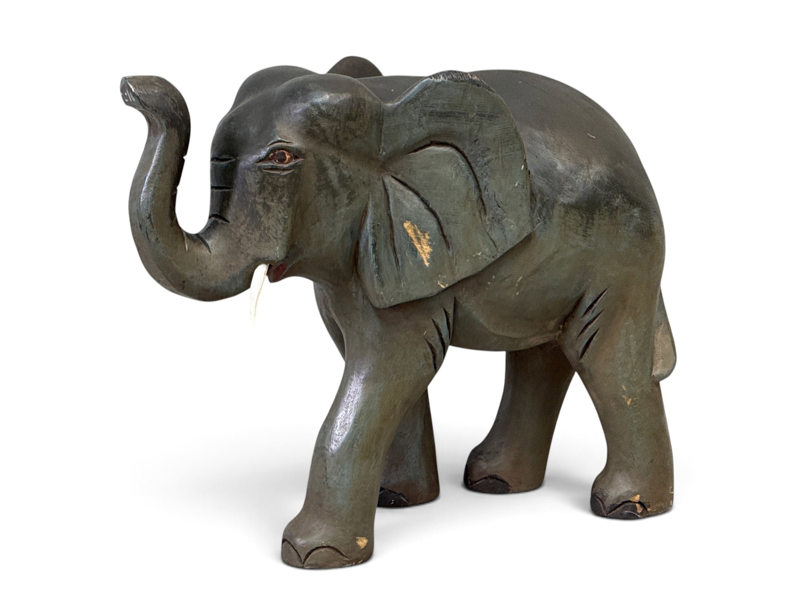 Carved and Painted Figure of an Elephant (1 of 3)
