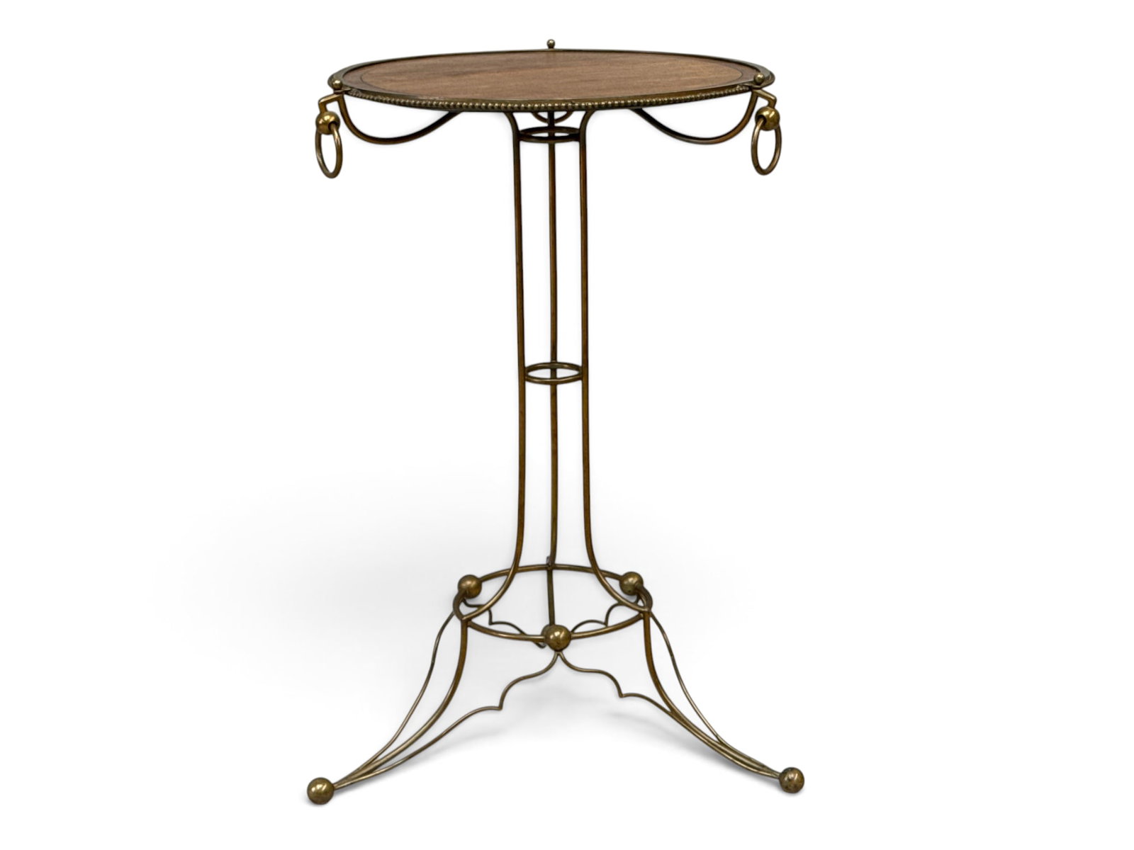 Continental Brass and Mahogany Gueridon Stand (1 of 3)