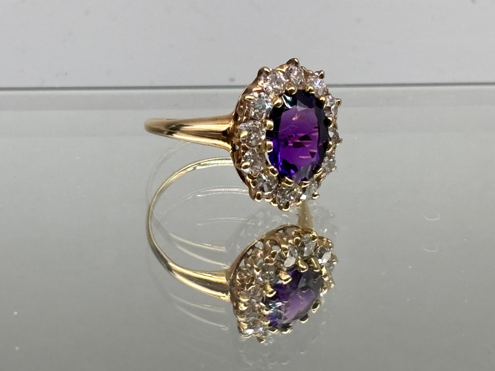 14K Oval Cut Amethyst and Diamond Ring (1 of 4)
