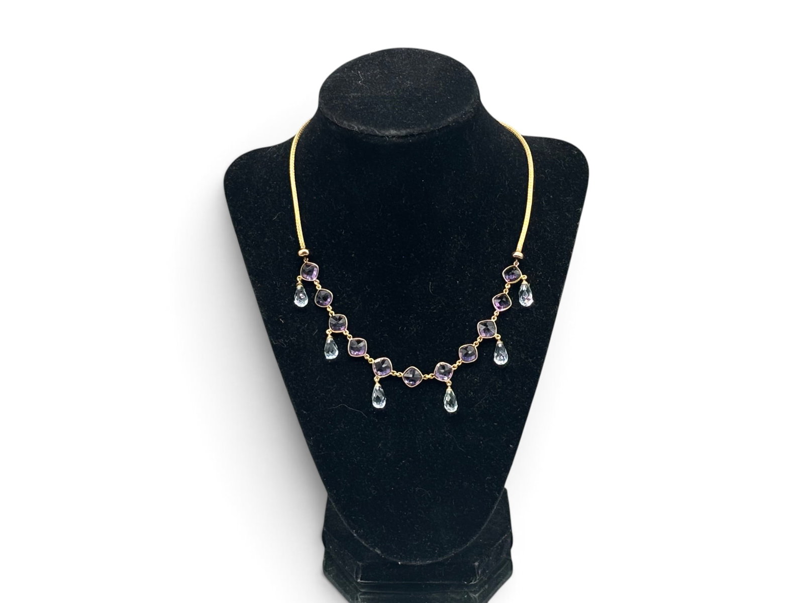 18K Amethyst and Glass Prism Necklace (1 of 5)