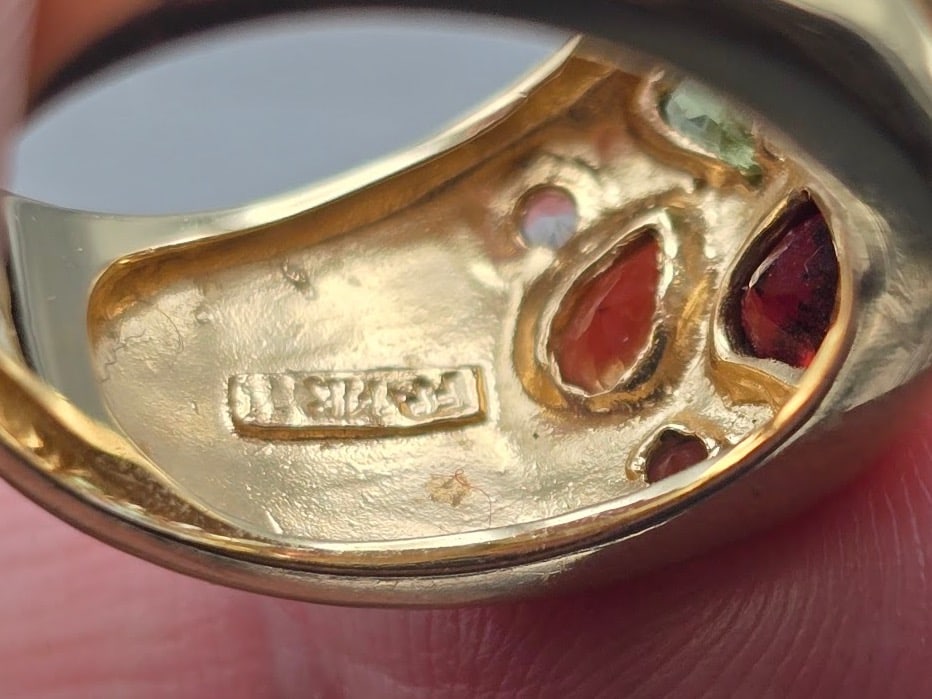 14K Multi Gemstone Domed Statement Ring - 3