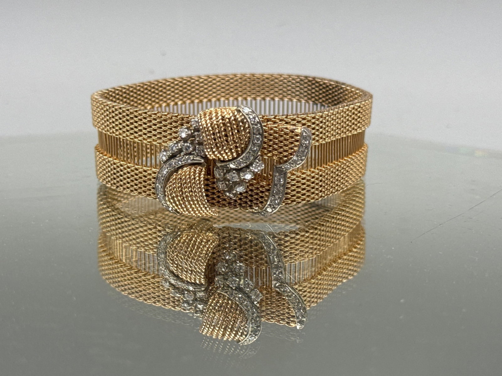 14K Gold Mesh and Diamond Bracelet (1 of 6)