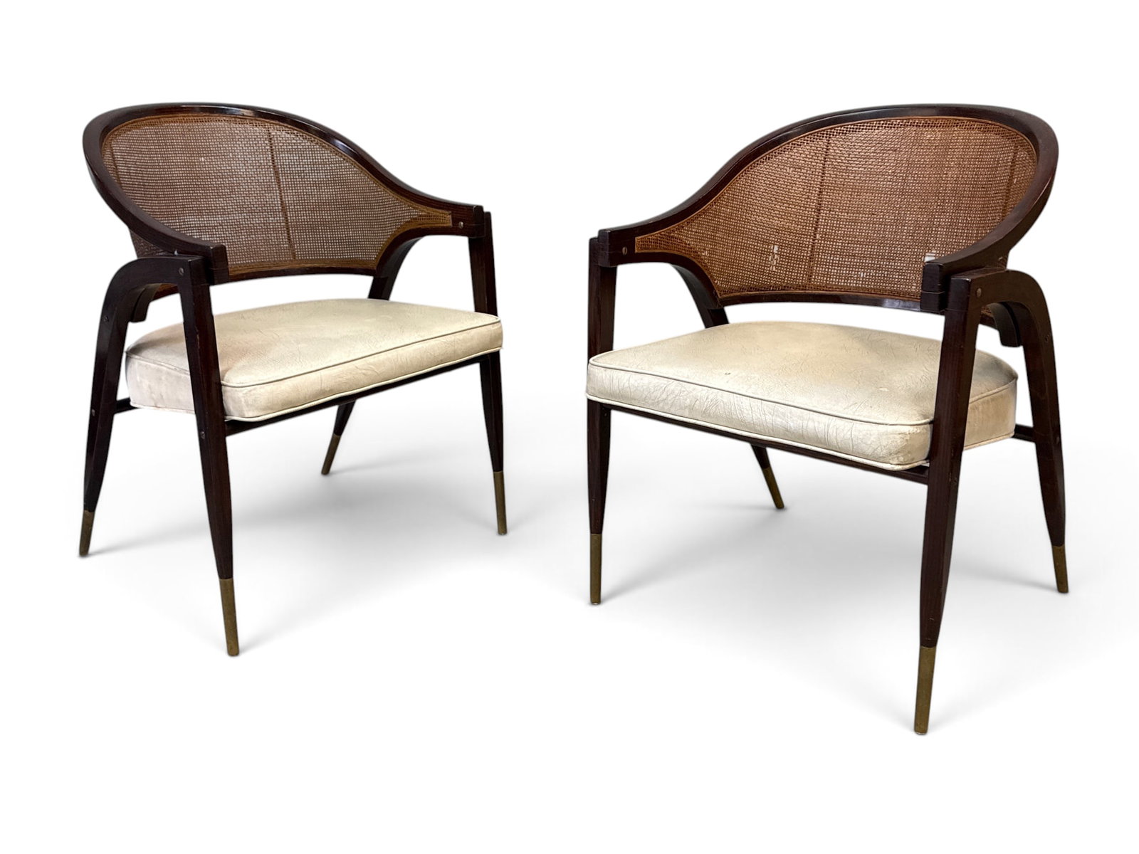 Pair of Edward Wormley for Dunbar Caned Lounge Chairs (1 of 10)