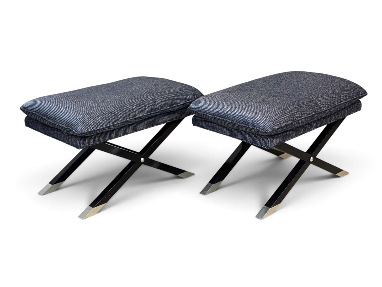 Pair of Baker Furniture X-Base Ottomans (1 of 7)