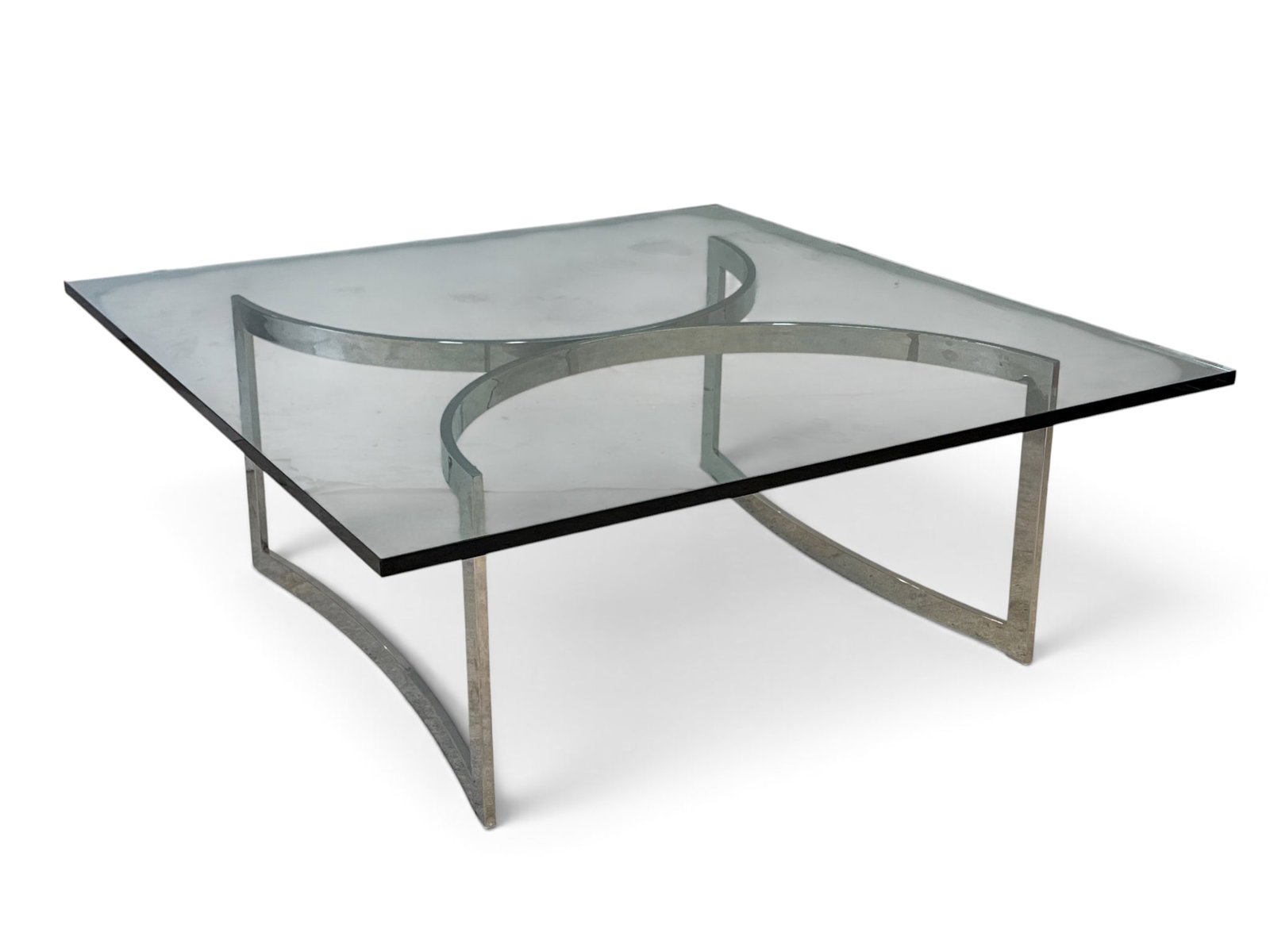 1970s Glass Top/Chrome Base Cocktail Table (1 of 4)