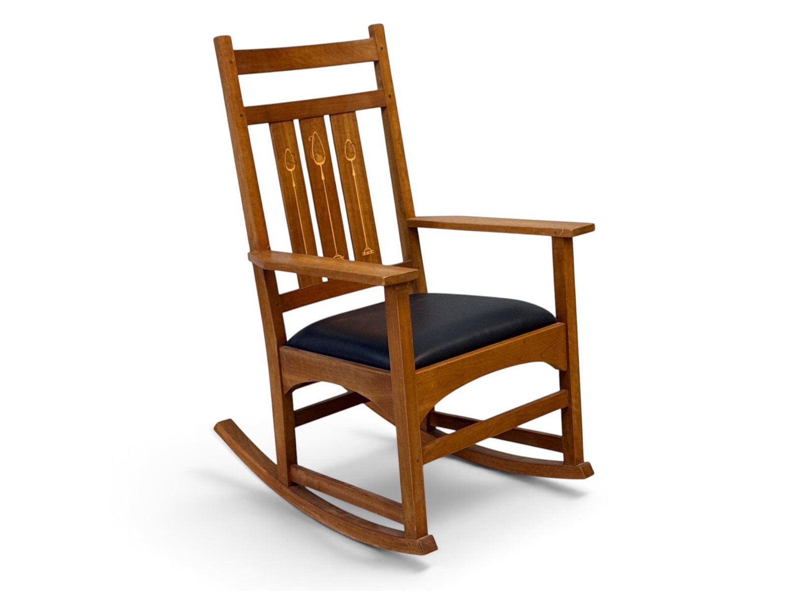 Stickley Harvey Ellis Cherry Rocking Chair: A contemporary Stickley Harvey Ellis Arts & Crafts cherry rocking chair. 41in tall x 26in wide x 31in deep. | You have additional shipping options, and are not required to use Live Shipping. Additiona