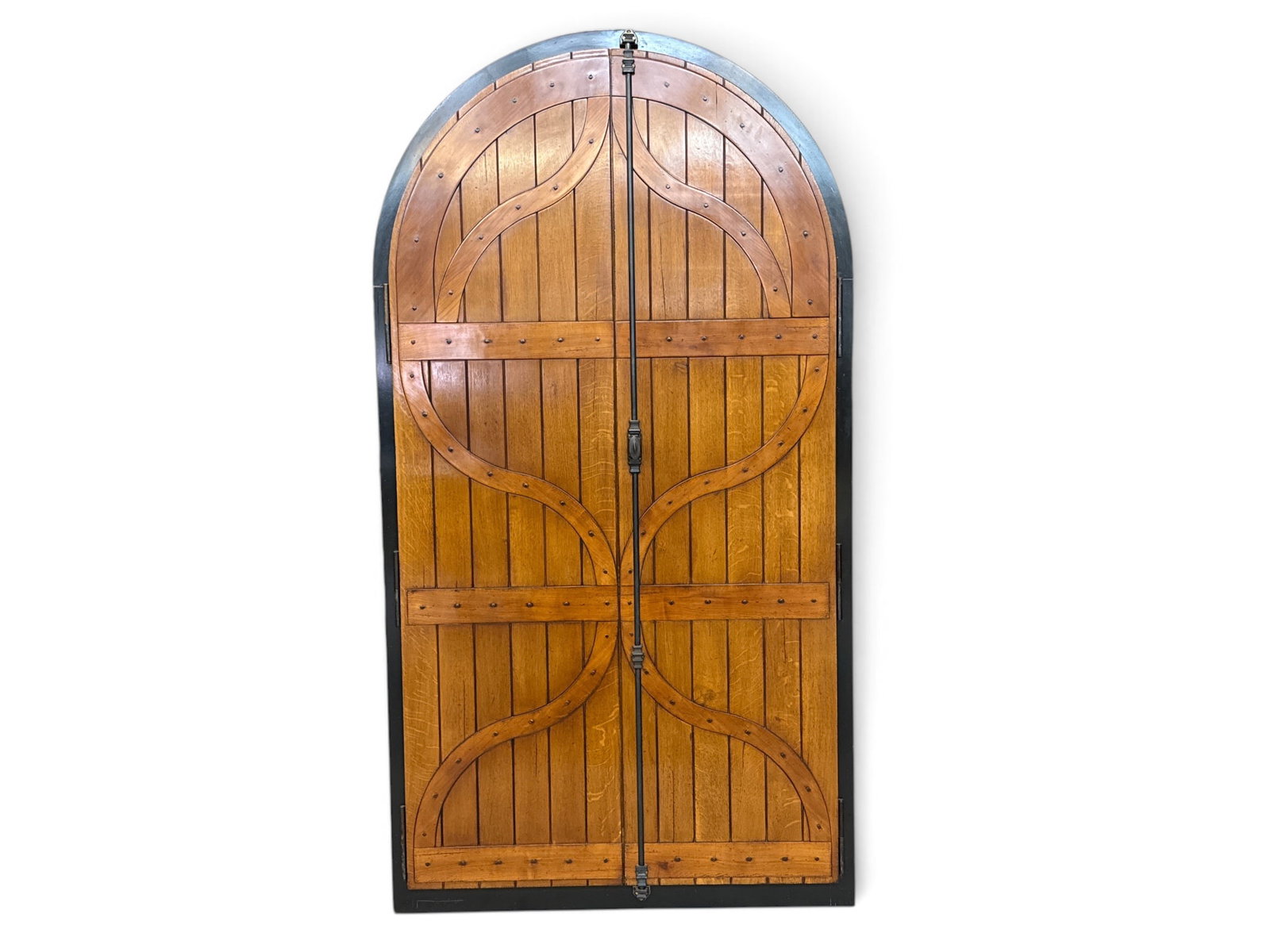 Felix Monge French Bar Cabinet: A large custom made French bar cabinet by Felix Monge, featuring a two door case with fitted interior and mirrored back. 94in tall x 51in wide x 17-1/2in deep. | You have additional shipping options, 