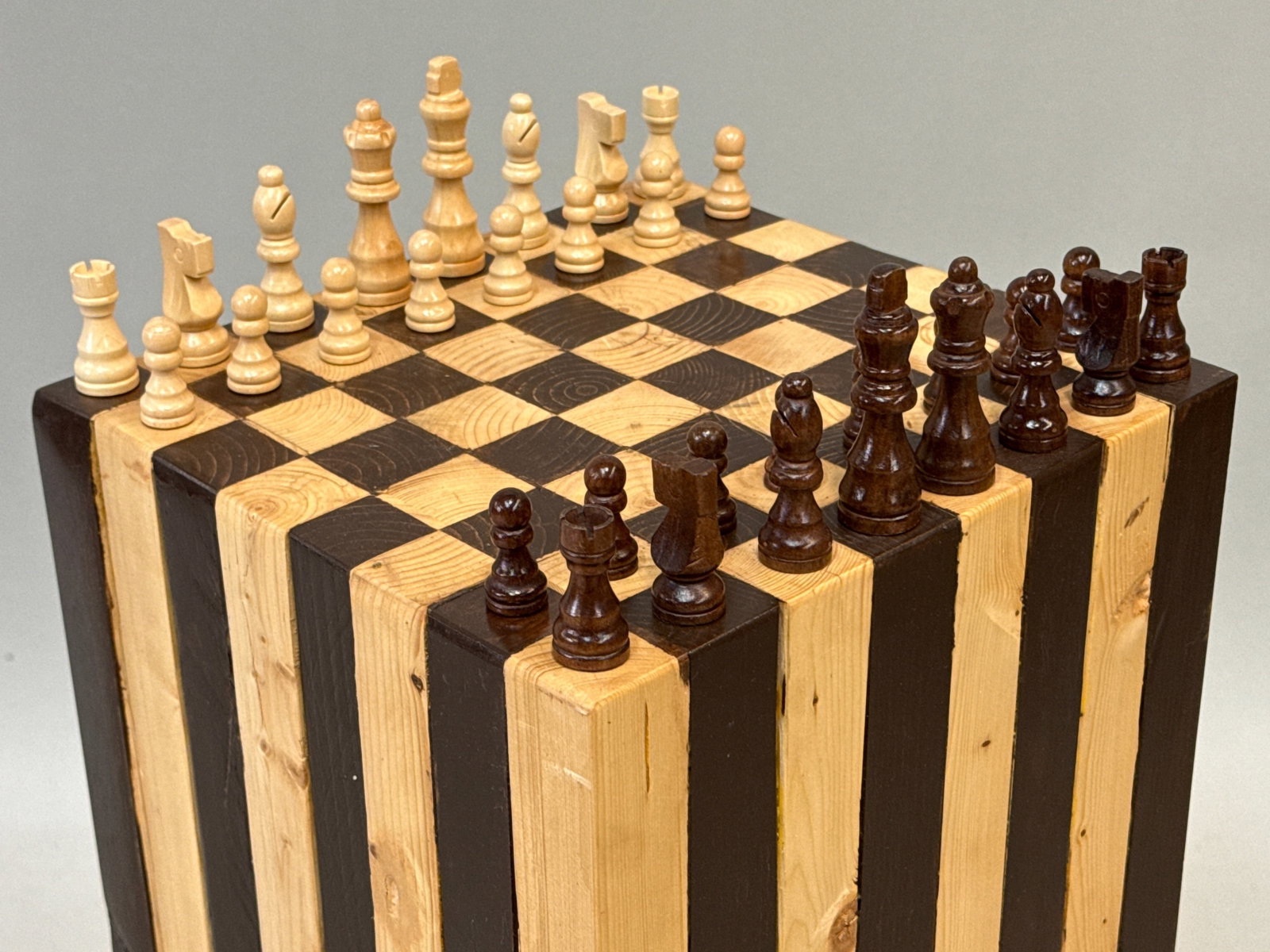 Butcher Block Chess Table Set - 2