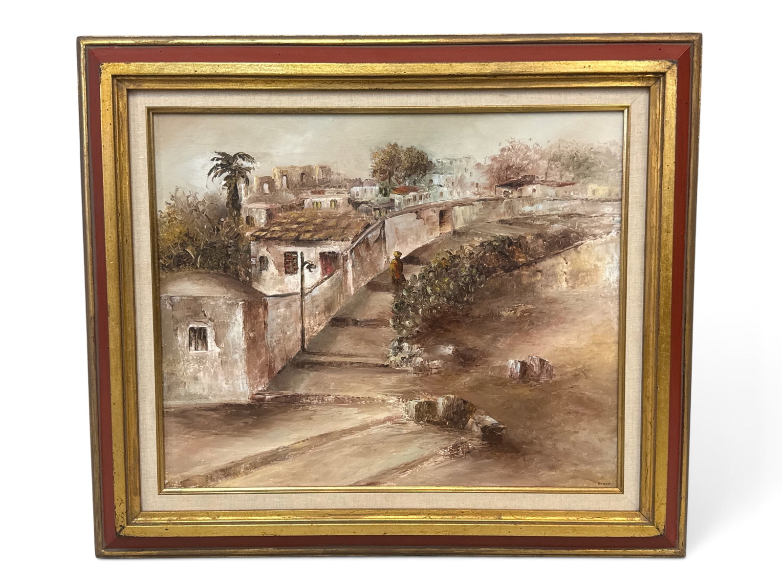Henry Dentith Oil/Canvas: Landscape: Henry Dentith (English, b. 1931). An oil on canvas landscape of Jerusalem. Signed. Frame: 21in x 23in. | You have additional shipping options, and are not required to use Live Shipping. Additional