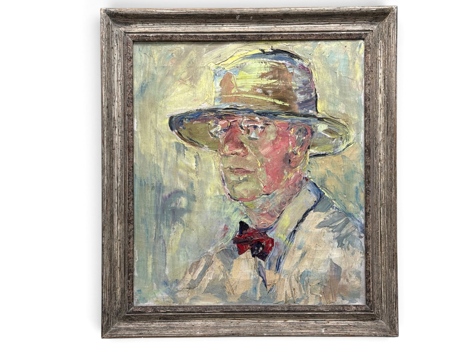 George P. Orr. Oil/Canvas: Self Portrait: George P Orr (American, 20th C.). An oil on canvas self-portrait. Signed "Orr" on stretcher. Framed. Provenance: From the estate of the artist. Canvas: 16-1/4in x 14in. Outside frame: 19-1/2in x 17-1/