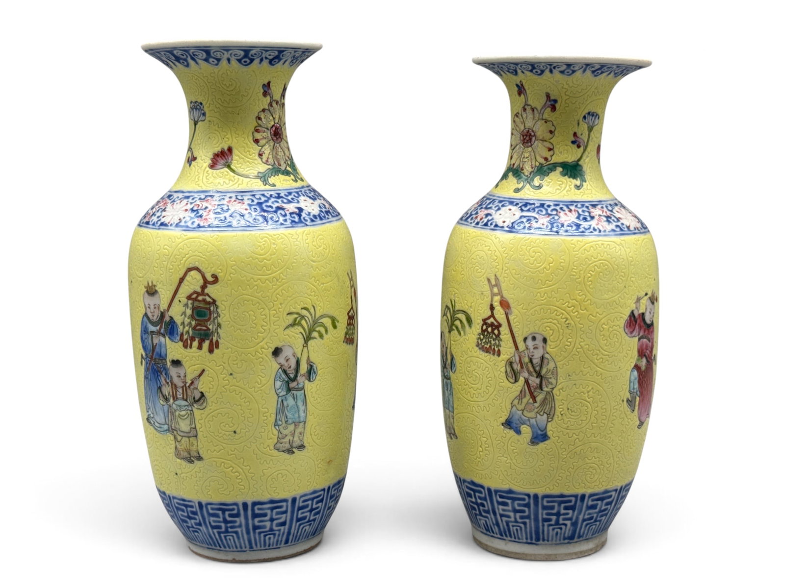 Pair of Chinese Famille Jaune Porcelain Vases (1 of 7)