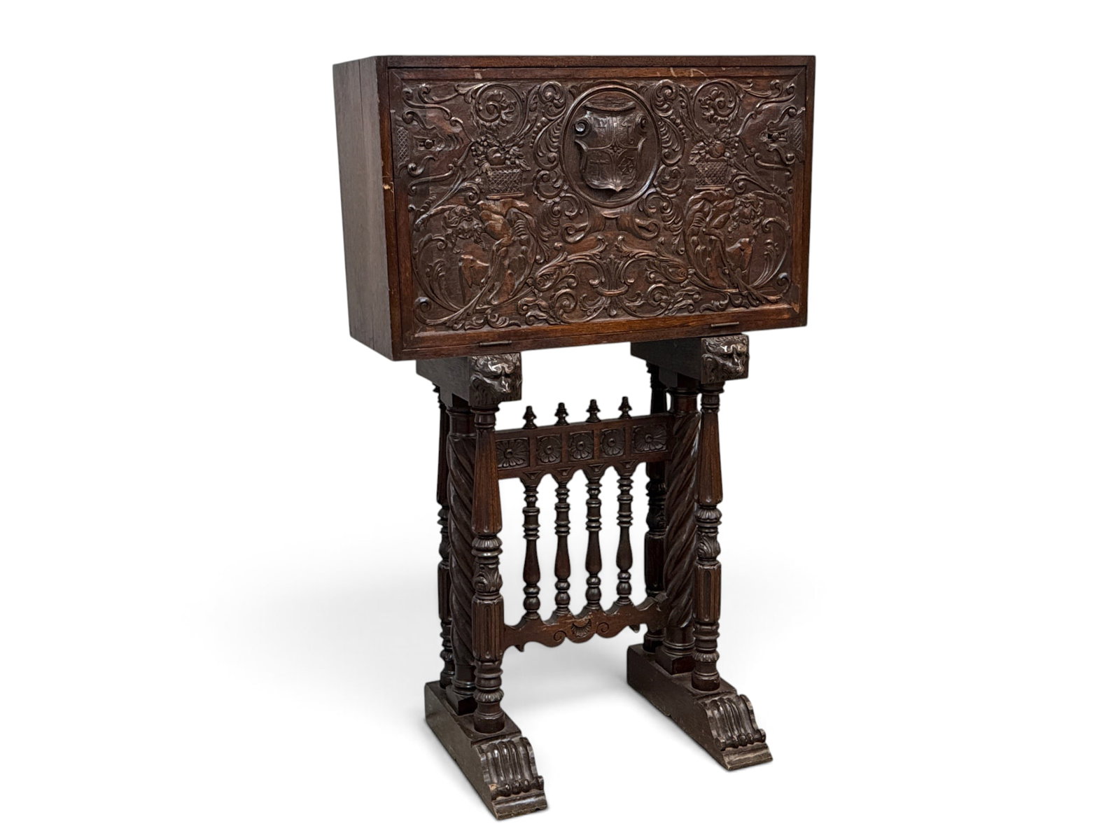 Spanish Renaissance Revival Walnut Vargueno (1 of 7)