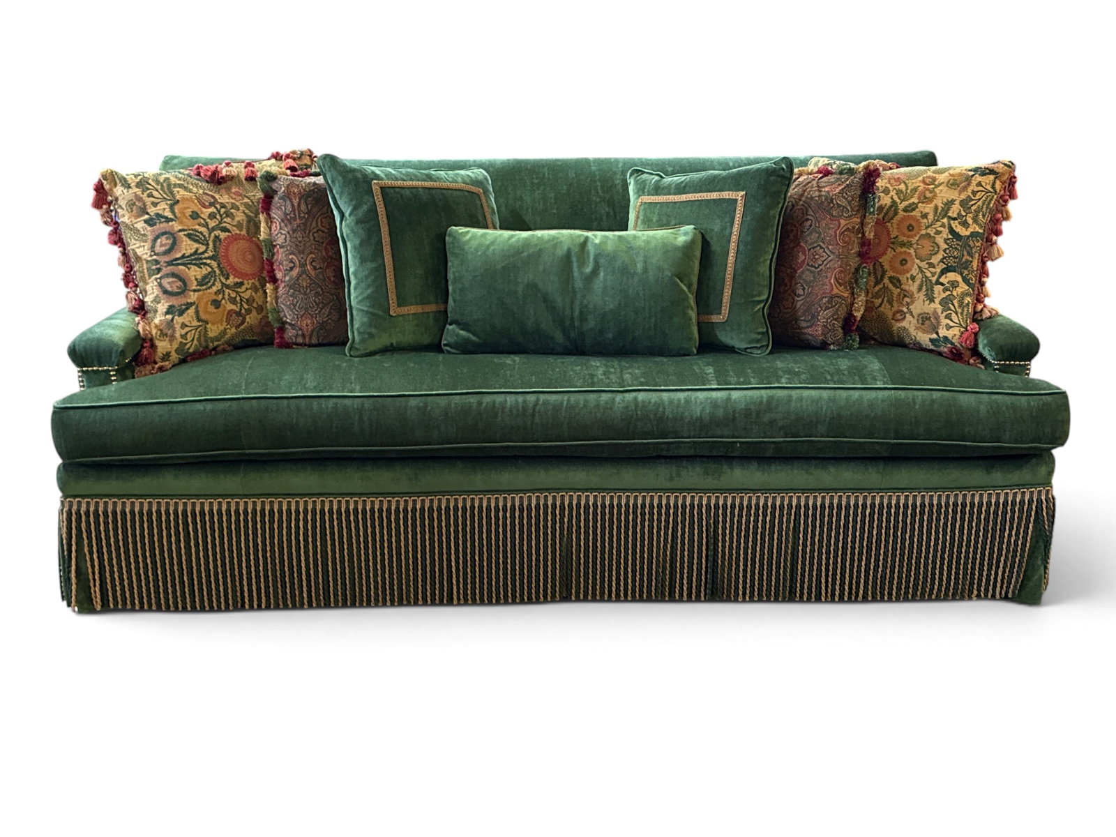 Green Velvet Upholstered Sofa (1 of 6)