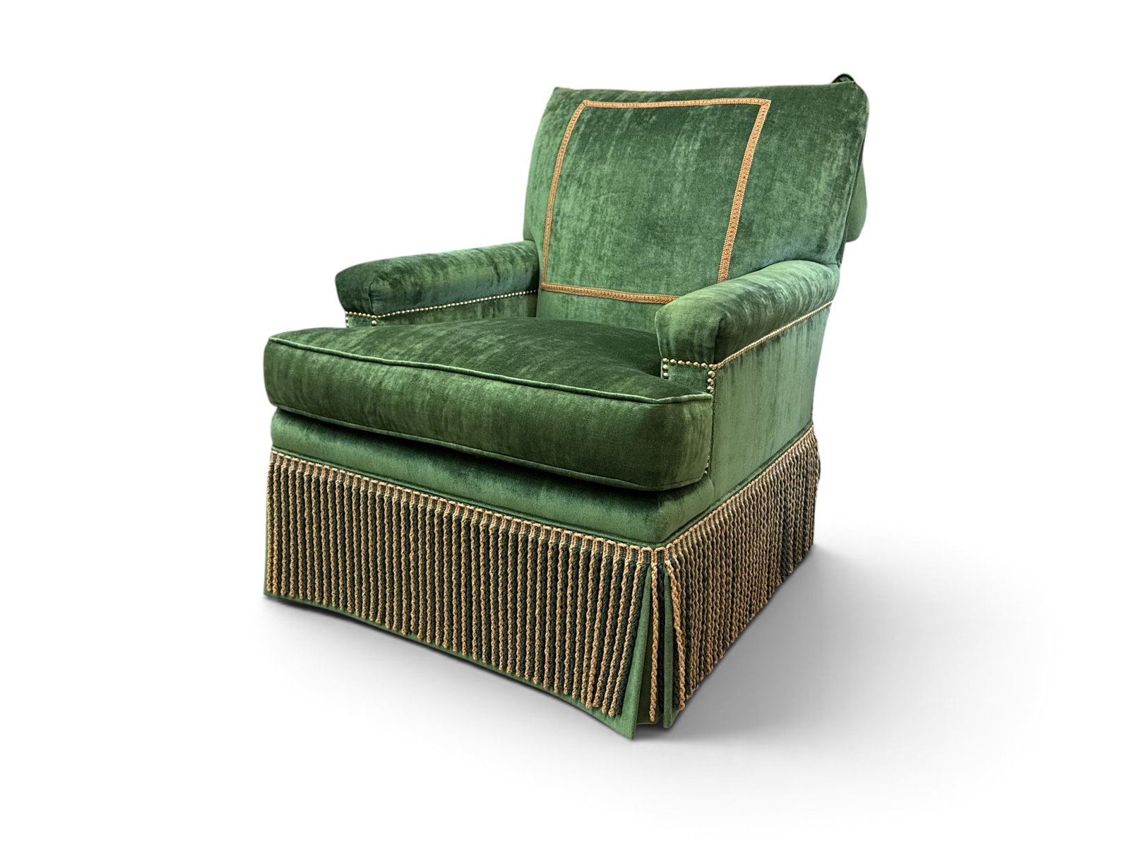 Green Velvet Upholstered Lounge Chair (1 of 4)
