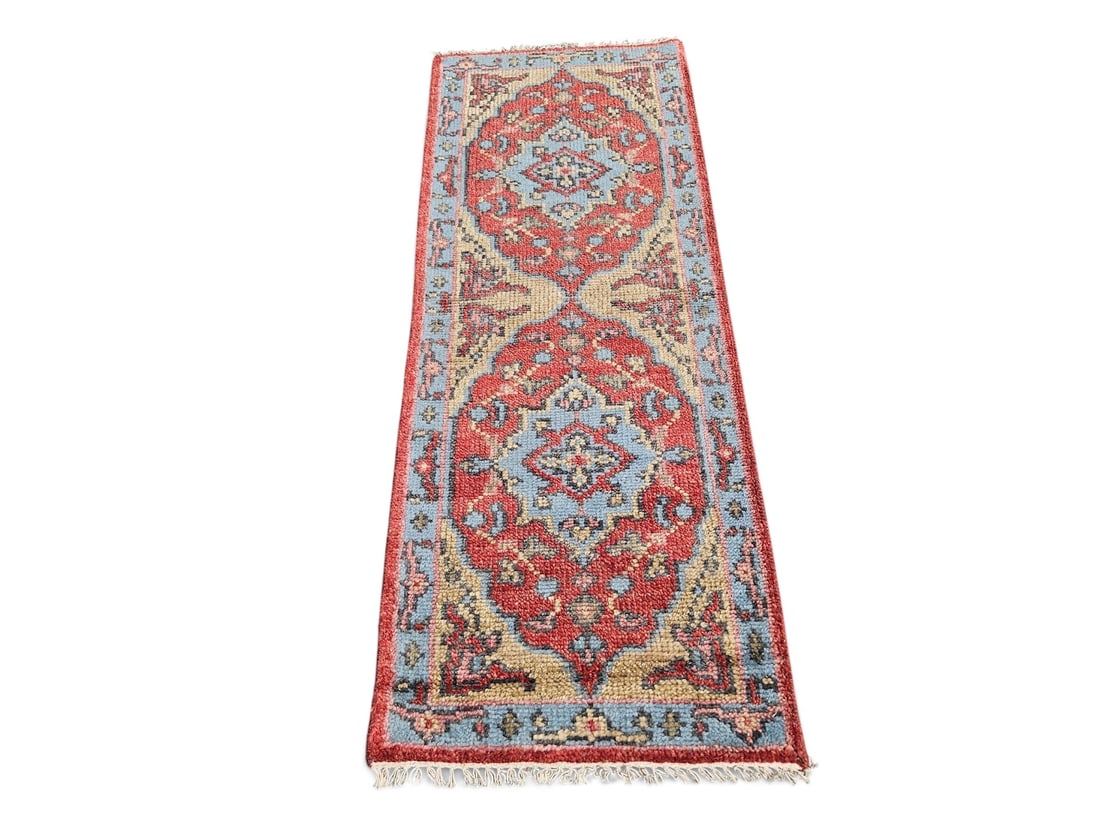 Hand-Knotted Turkish Runner, 5ft 11in x 2ft 3in: A hand-knotted Turkish medallion runner. 5ft 11in x 2ft 3in. | You have additional shipping options, and are not required to use Live Shipping. Additional shipping and delivery details are available o