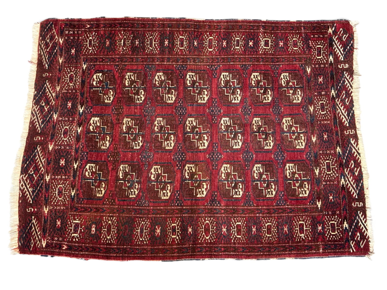 Hand-Knotted Turkoman Medallion Mat (1 of 4)