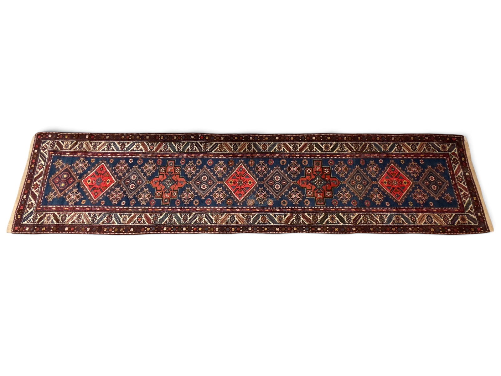 Hand-Knotted Caucasian Runner, 13ft 11in x 3ft 3in: A hand-knotted Caucasian medallion runner. 13ft 11in x 3ft 3in. | You have additional shipping options, and are not required to use Live Shipping. Additional shipping and delivery details are availabl