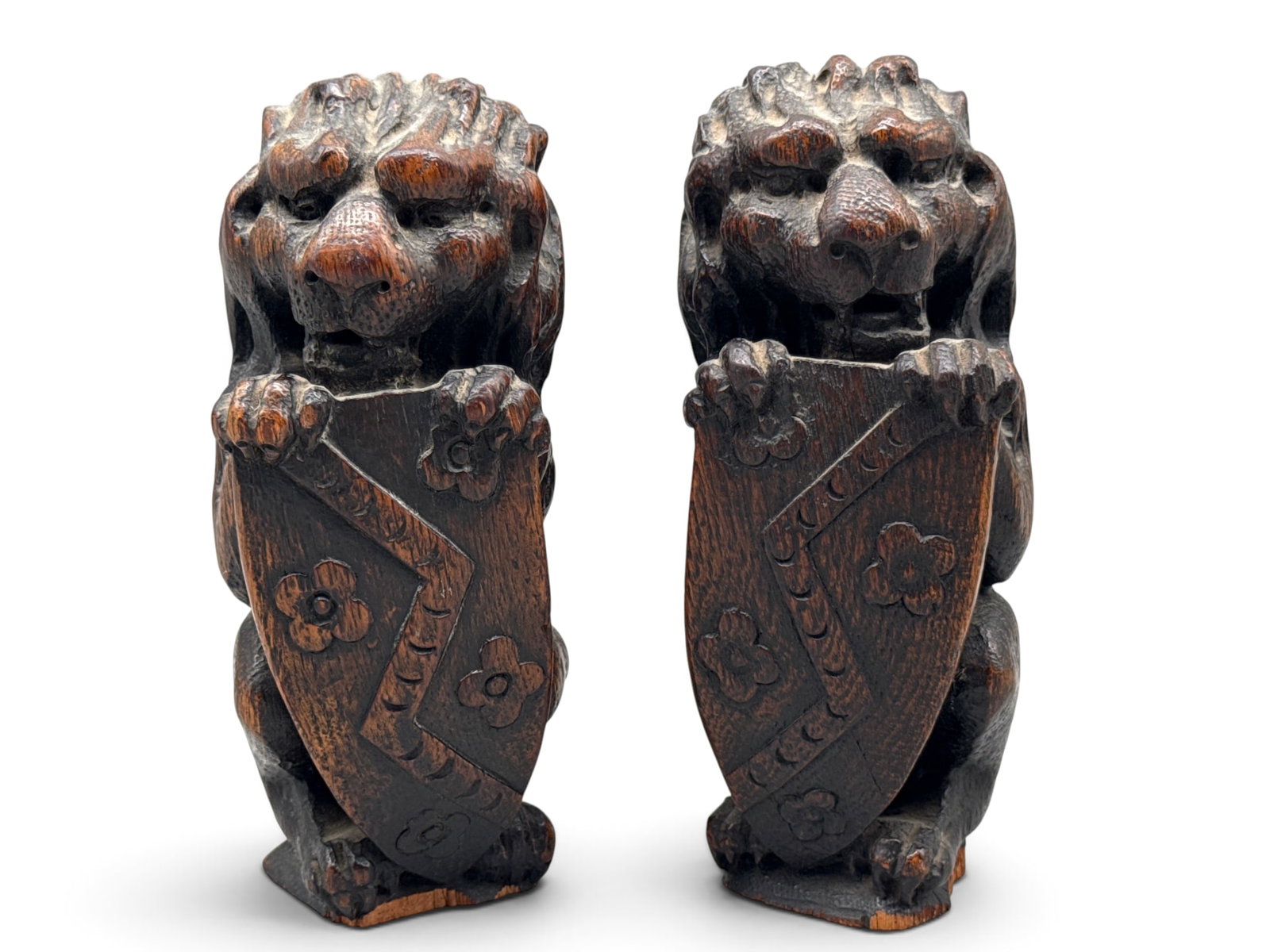 Carved Oak Heraldic Lion Figures (1 of 5)