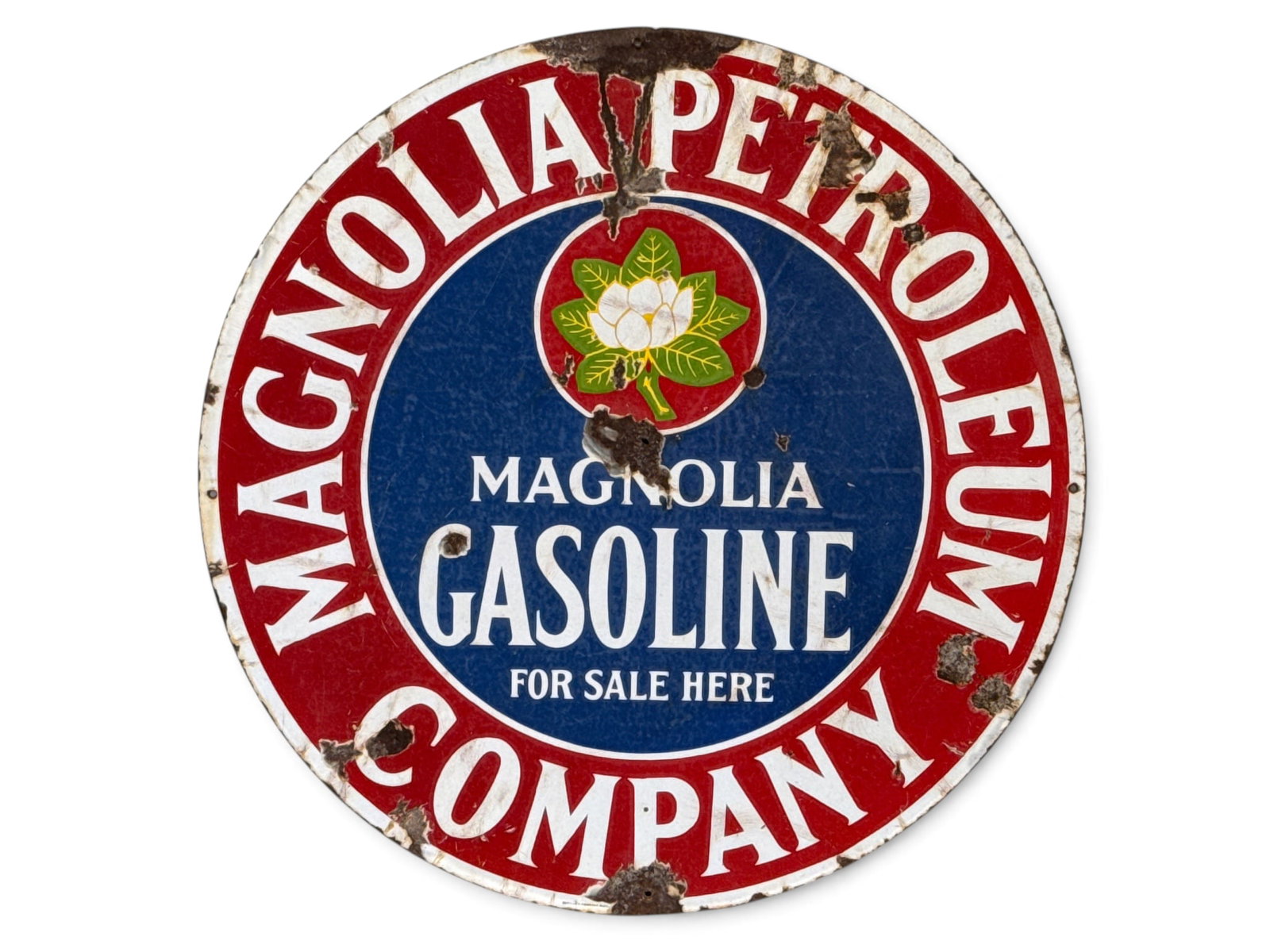 Magnolia Gasoline Double-Sided Porcelain Advertising Sign (1 of 6)