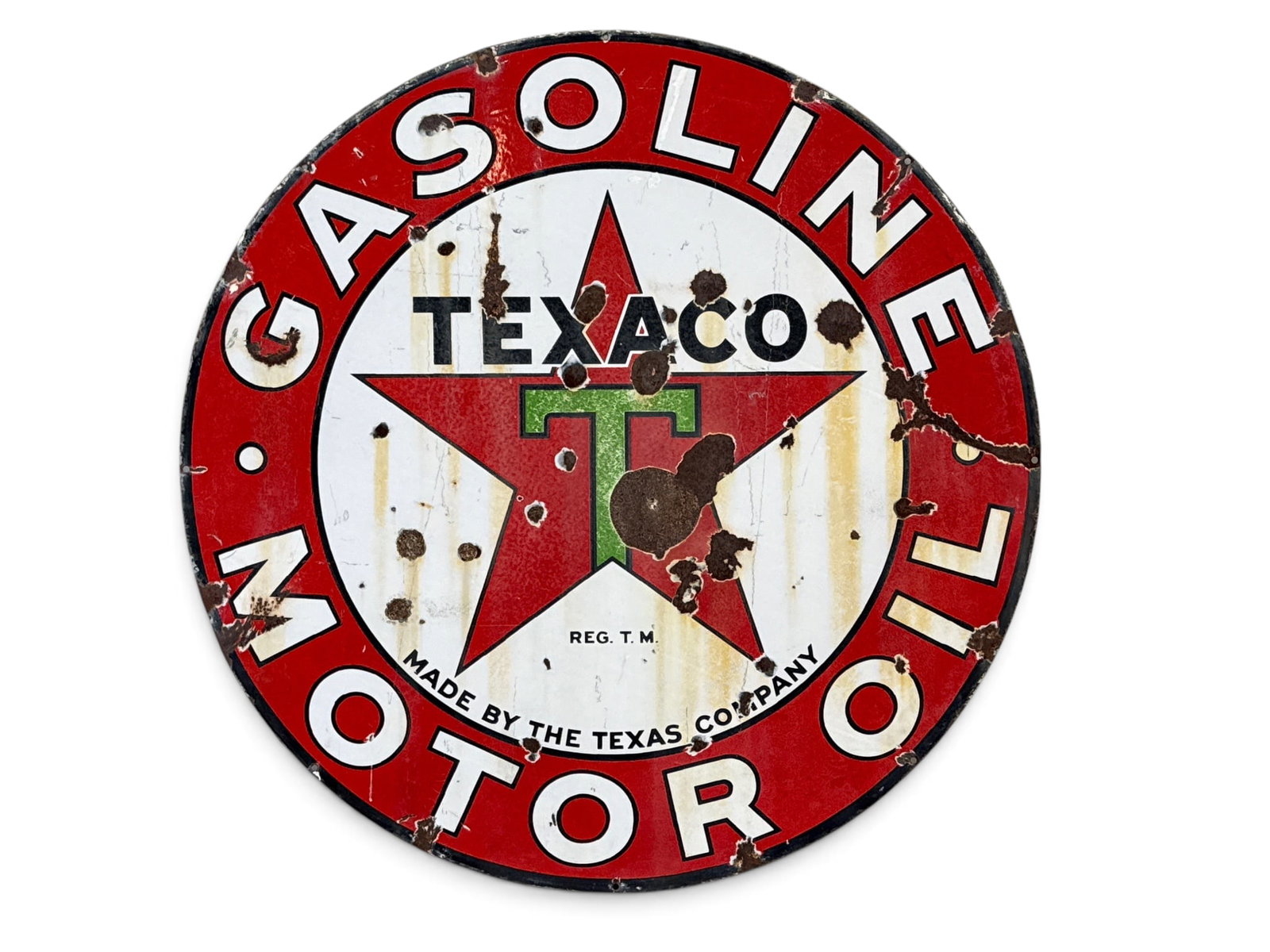 Texaco Gasoline & Motor Oil Double-Sided Porcelain Advertising Sign (1 of 6)