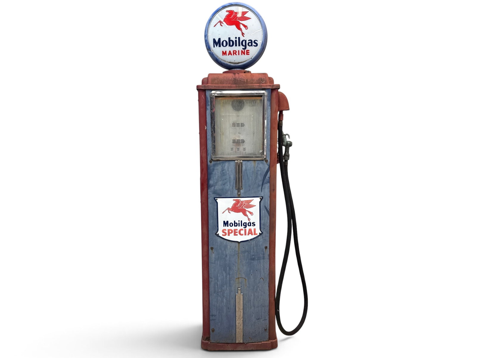 Martin & Schwartz Model 70 Computing Gas Pump: A Martin & Schwartz Model 70 computing gas pump with Mobilgas globe topper and panels. 89in tall. | You have additional shipping options, and are not required to use Live Shipping. Additional