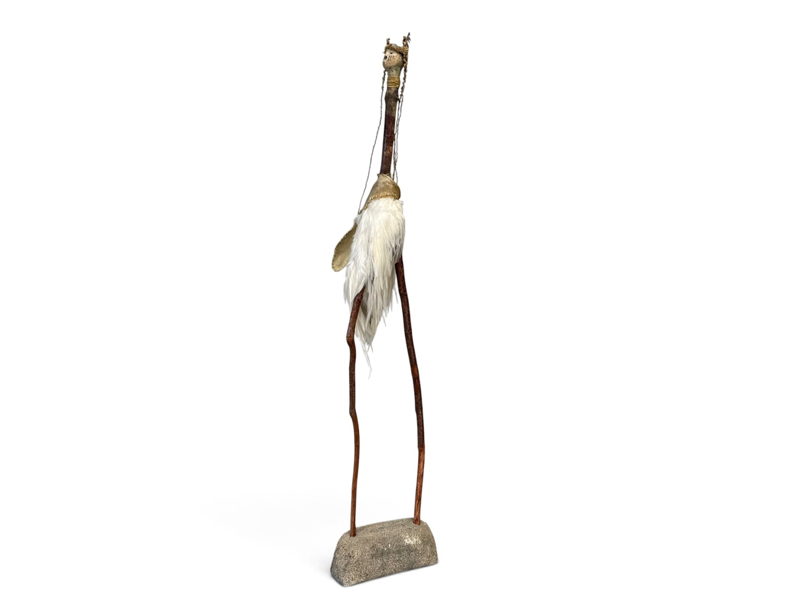 Susan Bitney Mixed-Media Sculpture: Susan Bitney (American, 20th C.). A mixed-media standing figural sculpture, signed and dated on underside. Provenance: The Works Gallery, Philadelphia. 41in tall x 7in wide. | You have additional