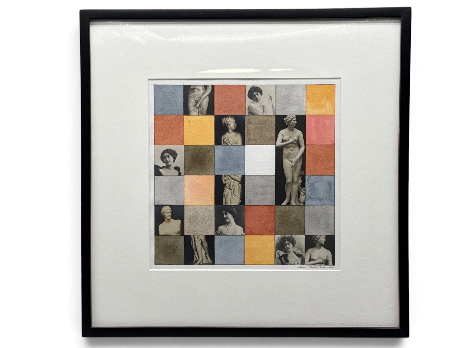 Elaine Lustig Cohen Mixed-Media: Find the Venus: Elaine Lustig Cohen (American, Contemporary). A watercolor and mixed media on paper titled "Find the Venus", 1996. Signed lower right and framed. Provenance: Julie Saul Gallery, New York. 9in x 9in. O