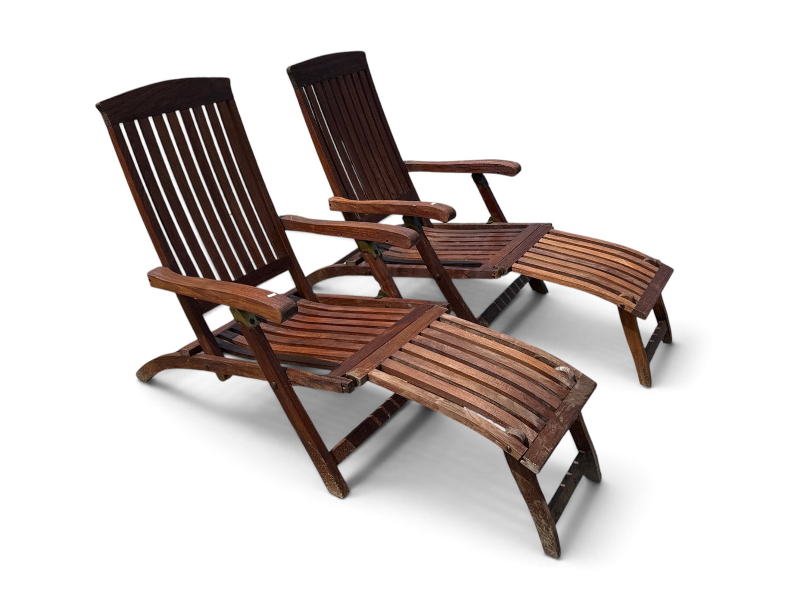 Pair of Teak Slatted Deck Chairs (1 of 4)