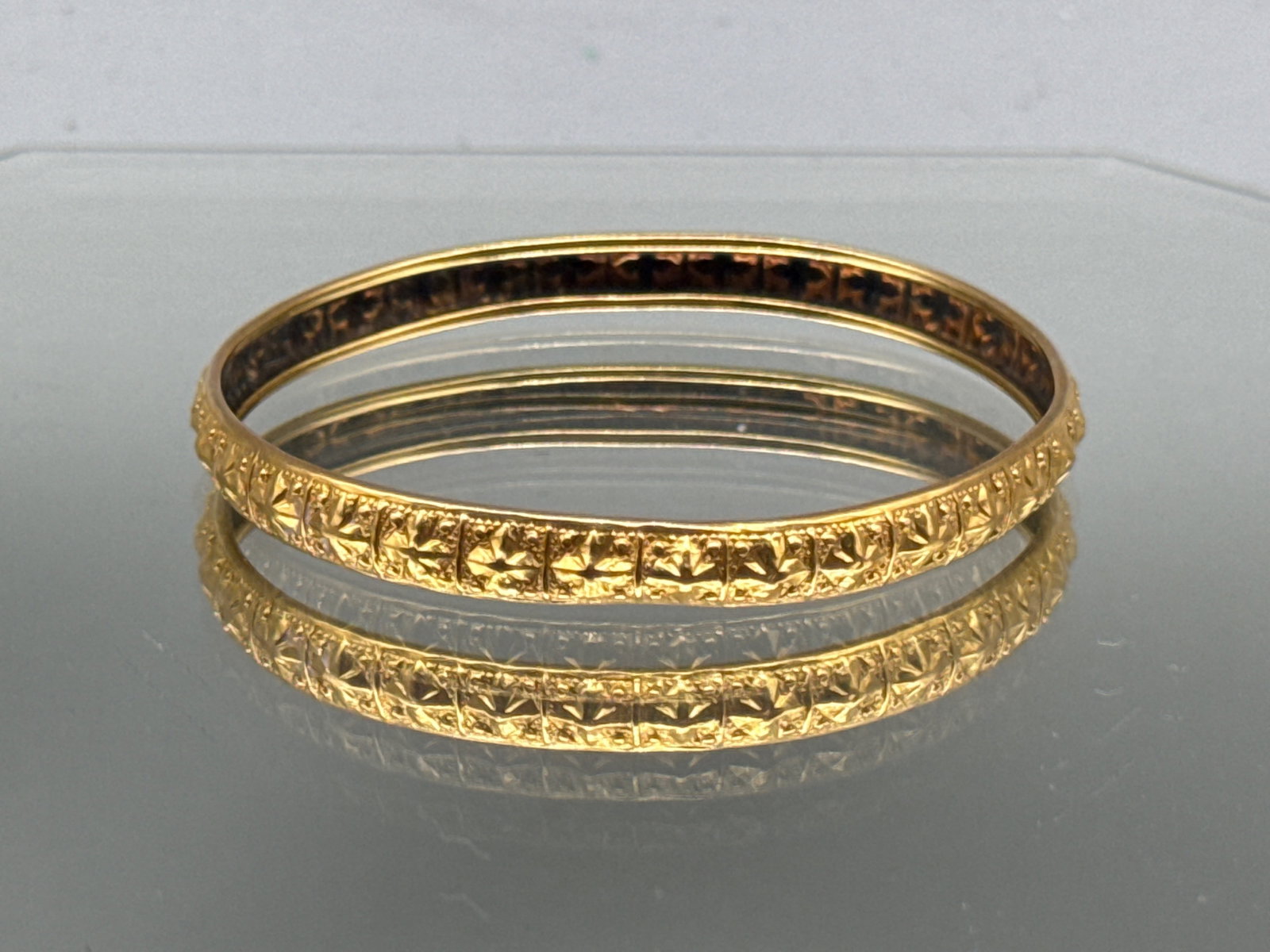 Two 22K Textured Bangle Bracelets - 2