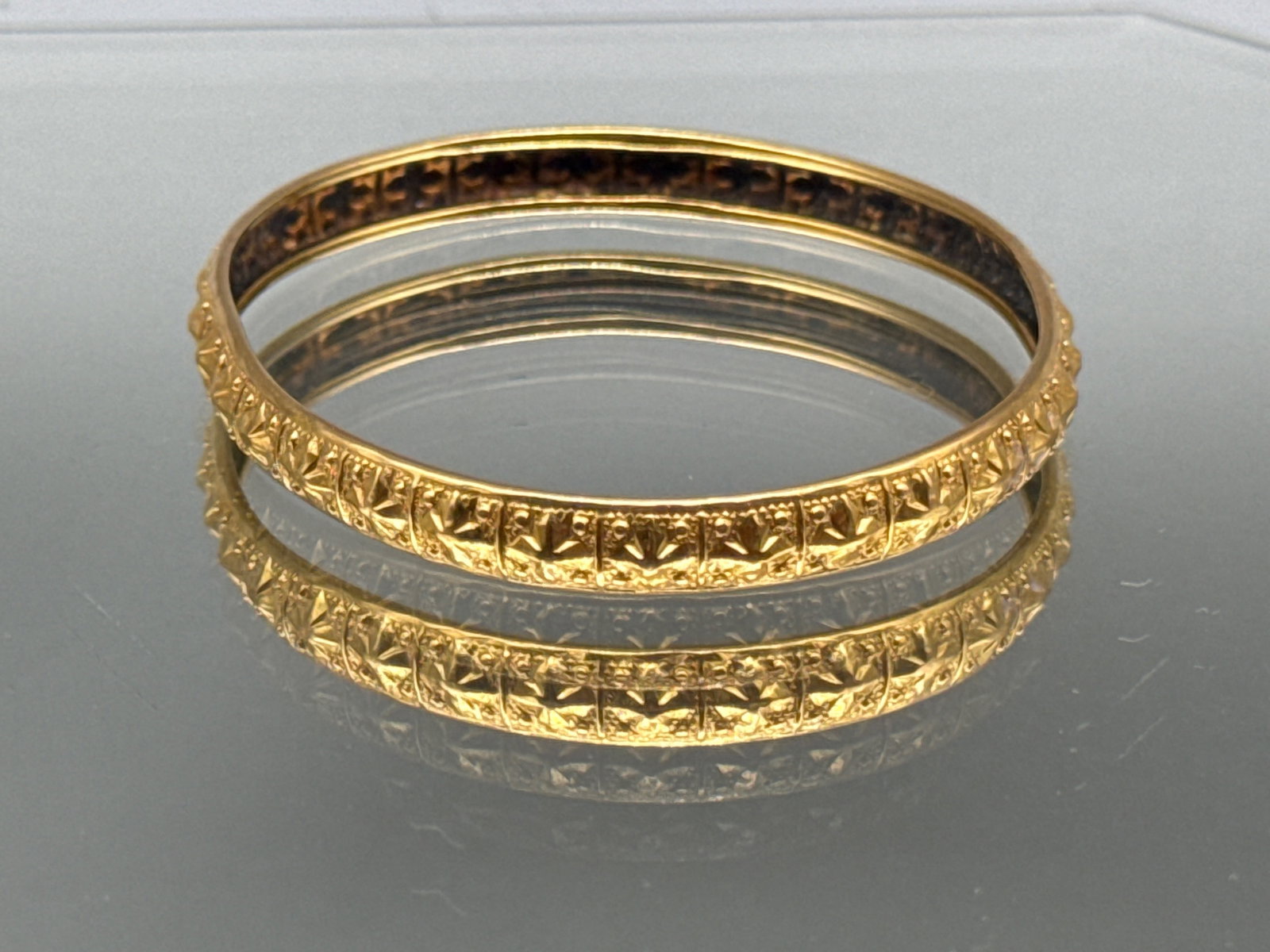 Two 22K Textured Bangle Bracelets - 3