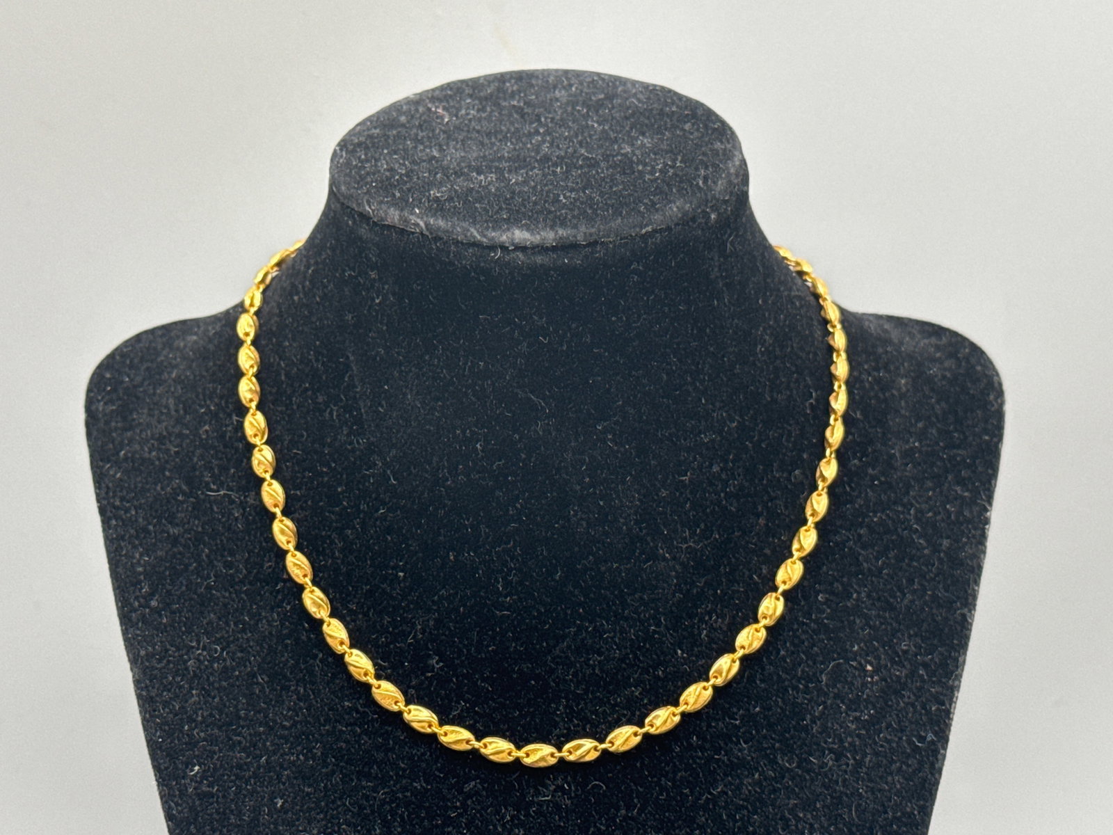 22K Aleppo Chain Link Necklace: A 22K yellow gold necklace with Aleppo-style links. Tests as 22K. 15in long. 6.23 dwt. | You have additional shipping options, and are not required to use Live Shipping. Additional shipping and delive