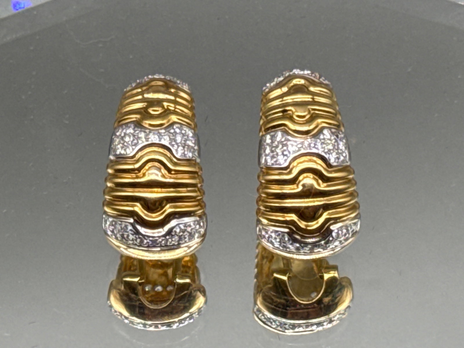 Pair of 18K Pave Diamond Half-Dome Earrings (1 of 4)