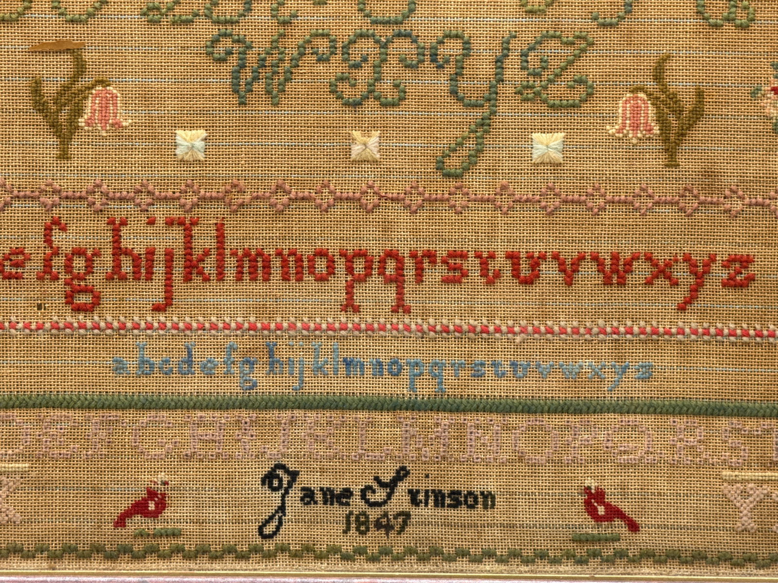 1847 Needlework Alphabet Sampler - 3