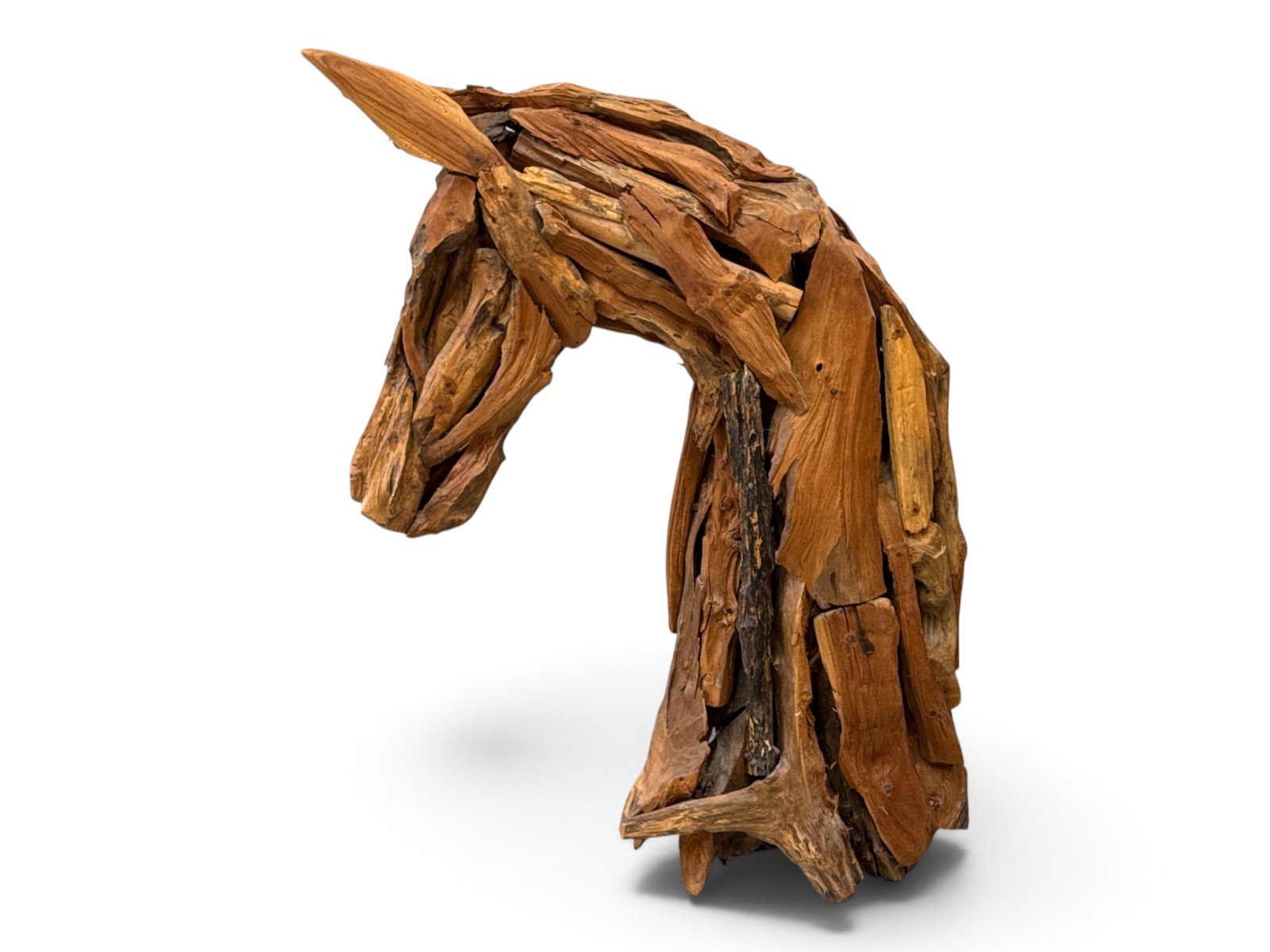 Reclaimed Wood Horse Head Sculpture: A large reclaimed wood horse head sculpture. 37-1/2in tall x 28in wide. | You have additional shipping options, and are not required to use Live Shipping. Additional shipping and delivery details are 