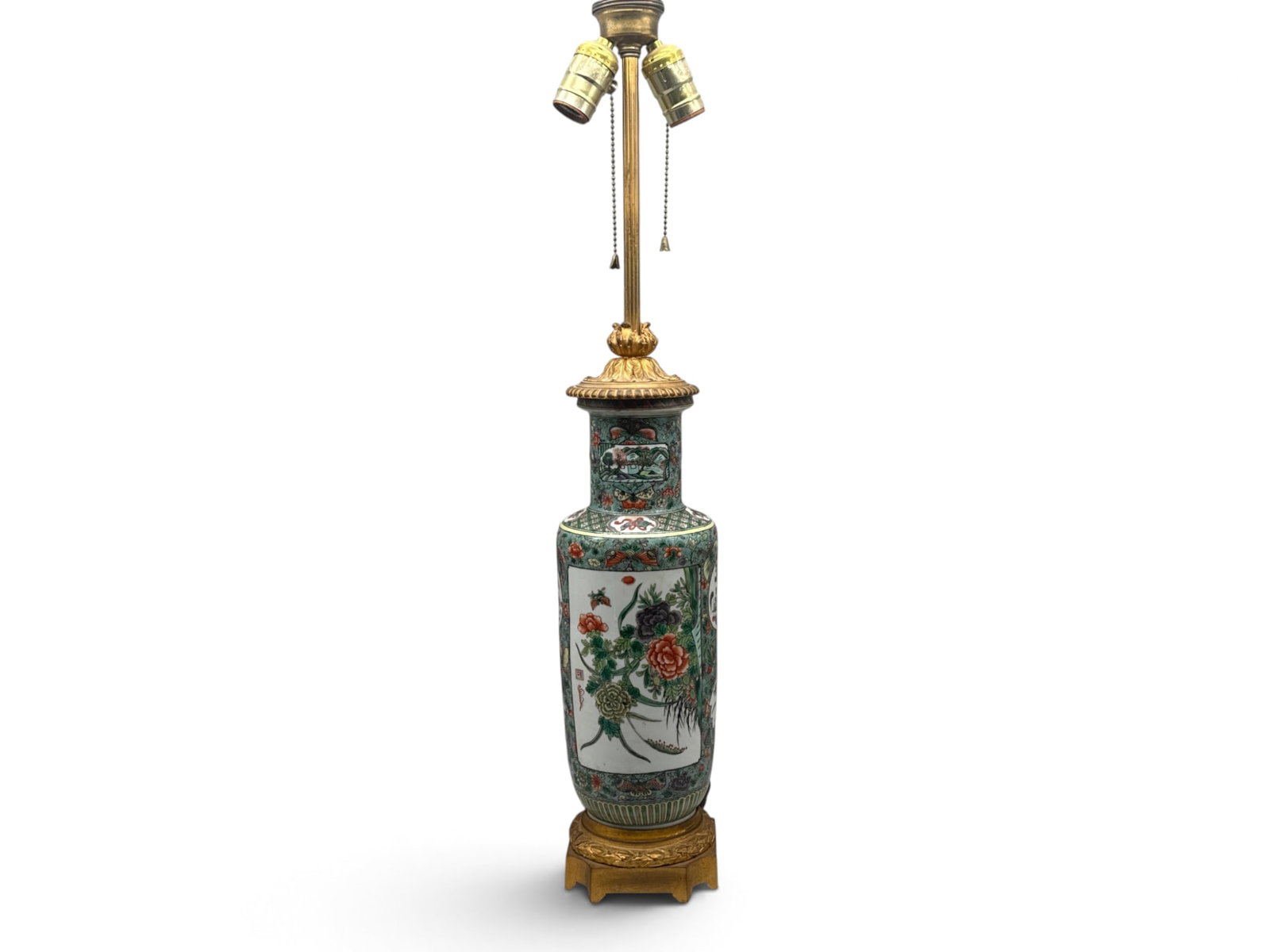 Chinese Famille Verte Vase Lamp (1 of 8)