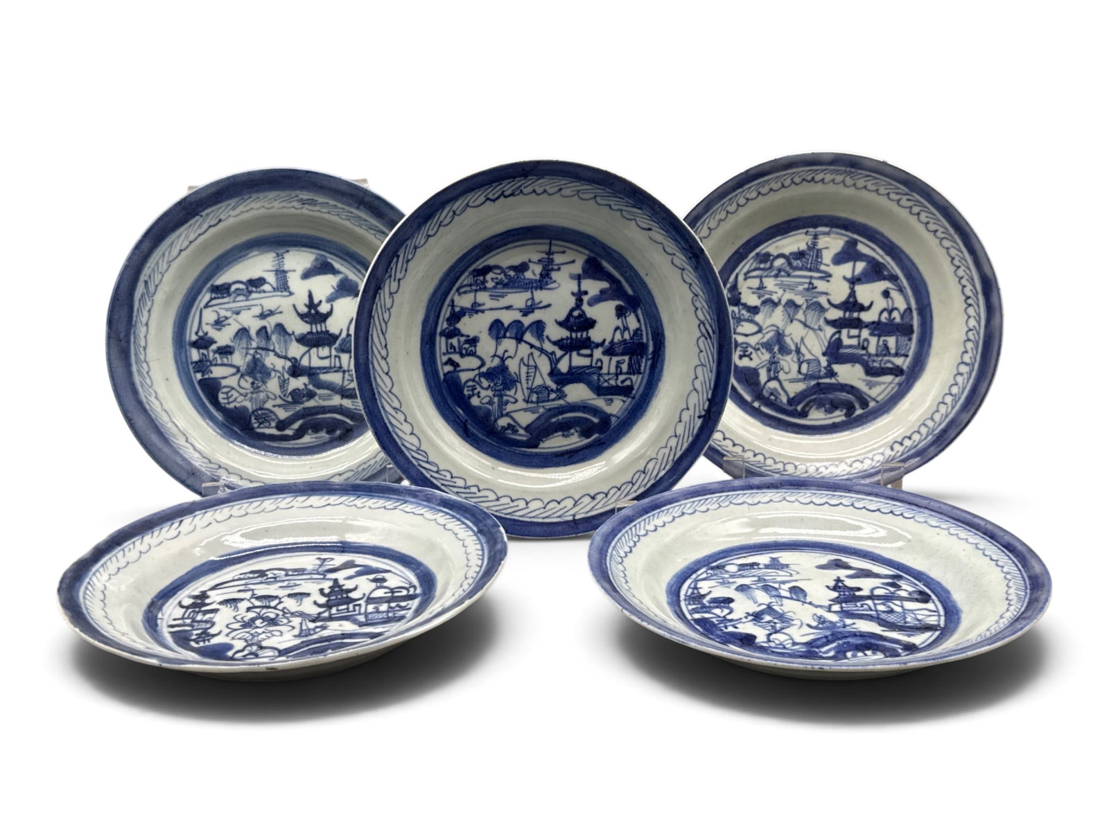 Chinese Canton Blue & White Plates (1 of 7)