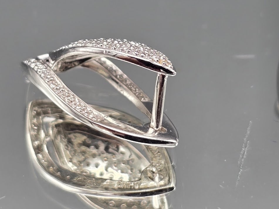 14K Pave Diamond Teardrop Earrings - 3
