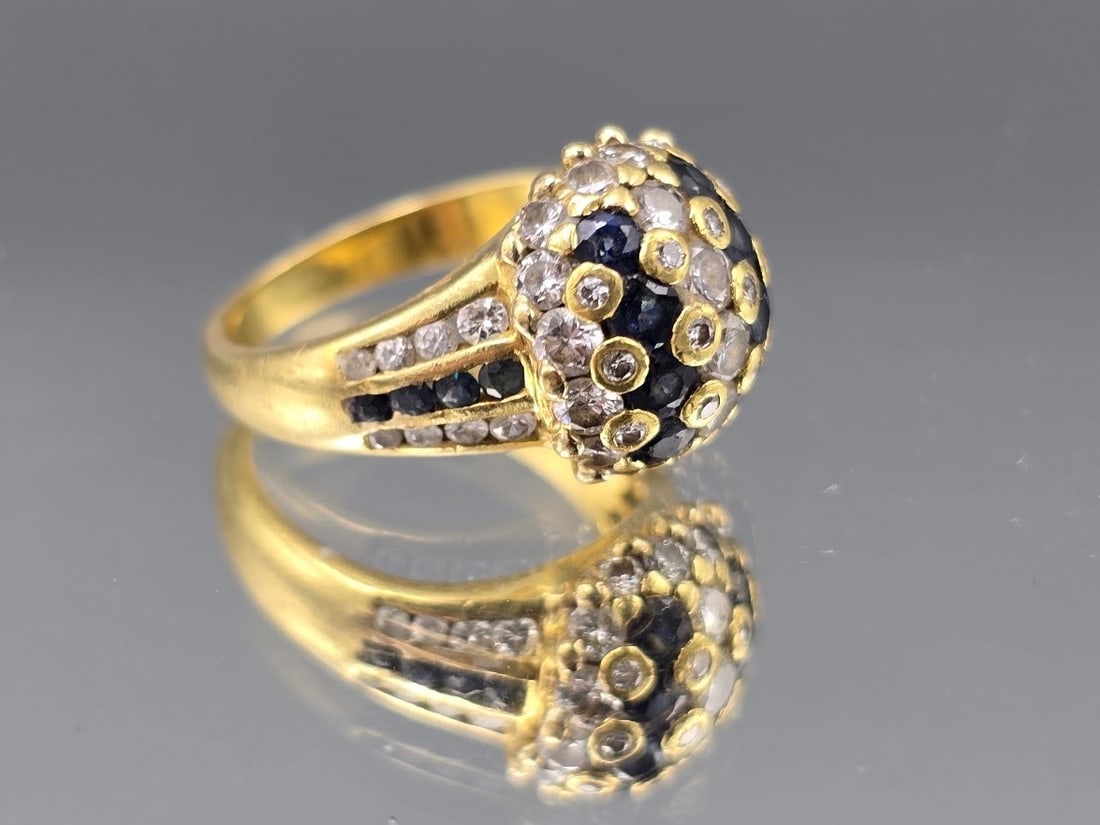 14K Diamond and Sapphire Rosette Ring (1 of 3)