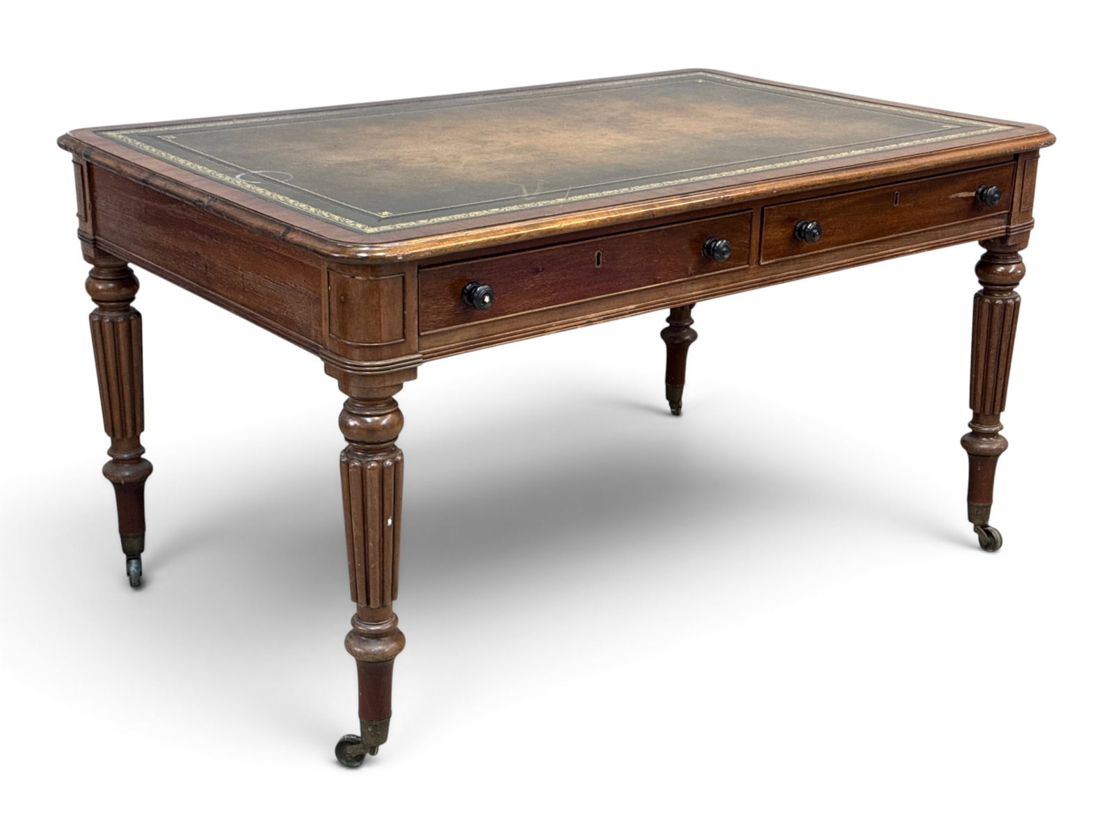 English Regency Mahogany Partner's Desk (1 of 8)