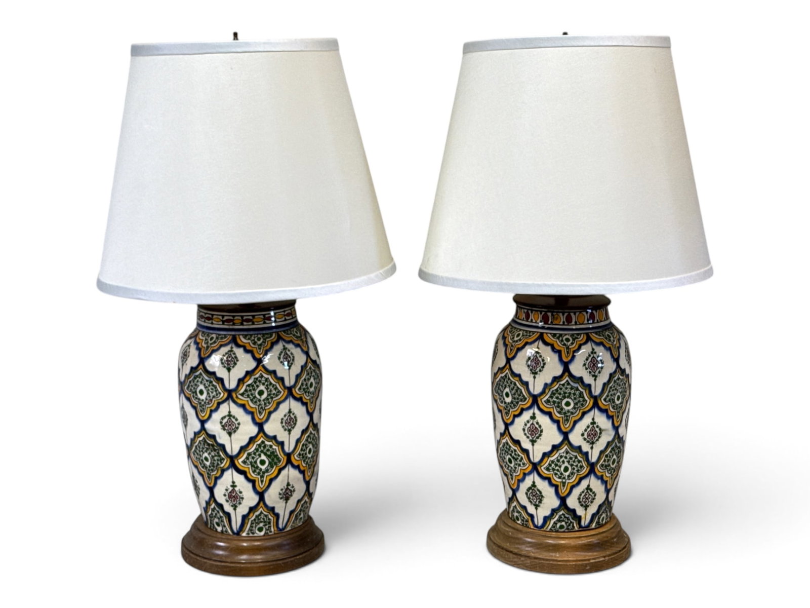 Pair of Moroccan Glazed Ceramic Table Lamps (1 of 5)