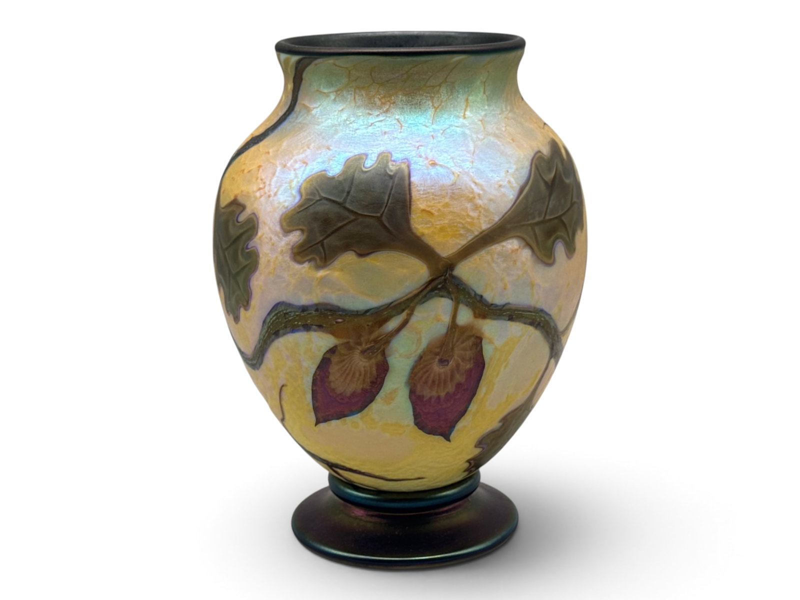 Orient & Flume Oak Leaf and Acorn Art Glass Vase (1 of 5)
