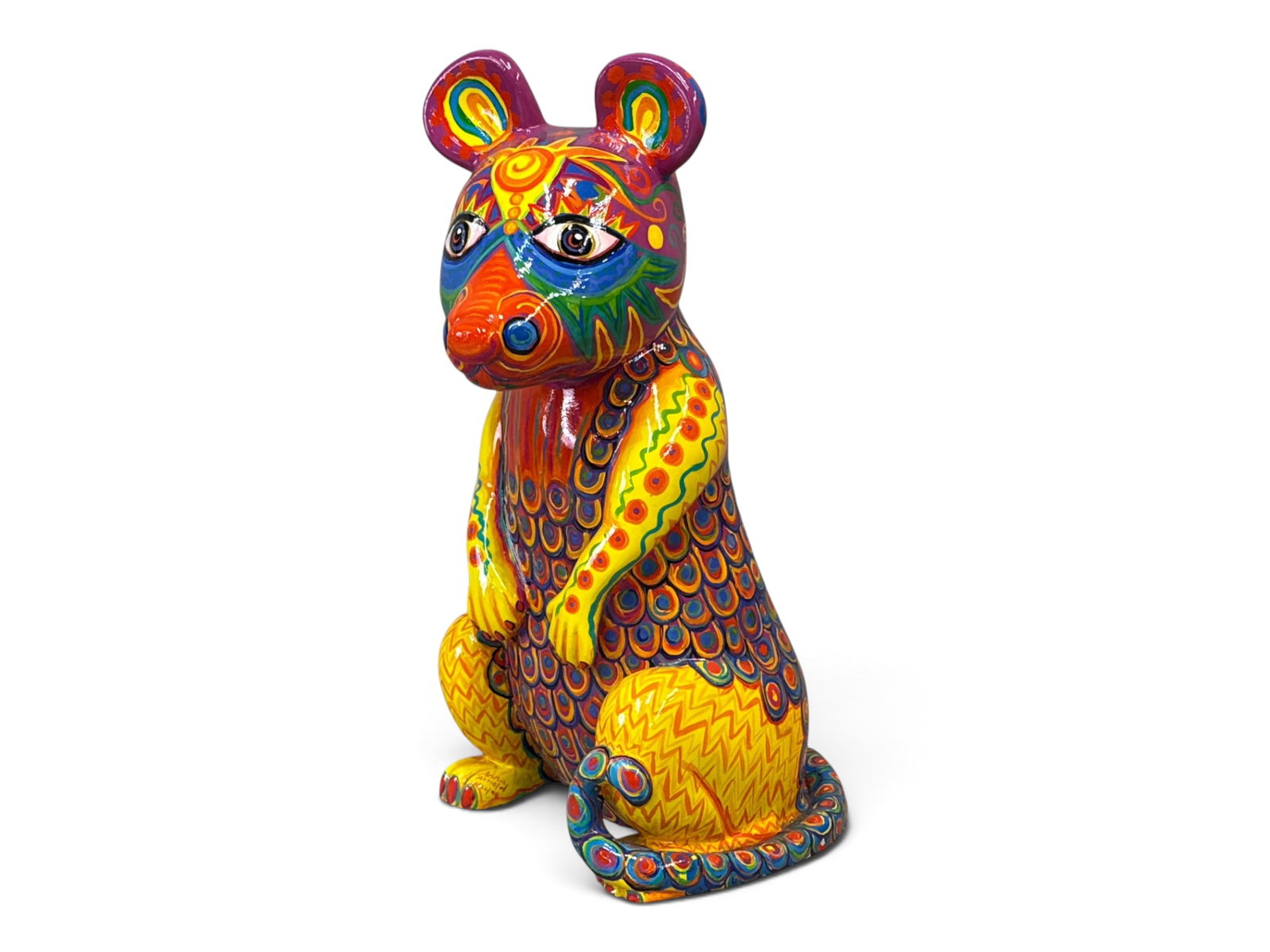 Anna Arnold Painted Fiberglass Rodent Sculpture: Anna Arnold (American, B. 1947-). A large folk art painted fiberglass sculpture of a rodent. Signed and dated. 37-1/2in tall x 18in wide x 18in deep. | You have additional shipping options, and are no