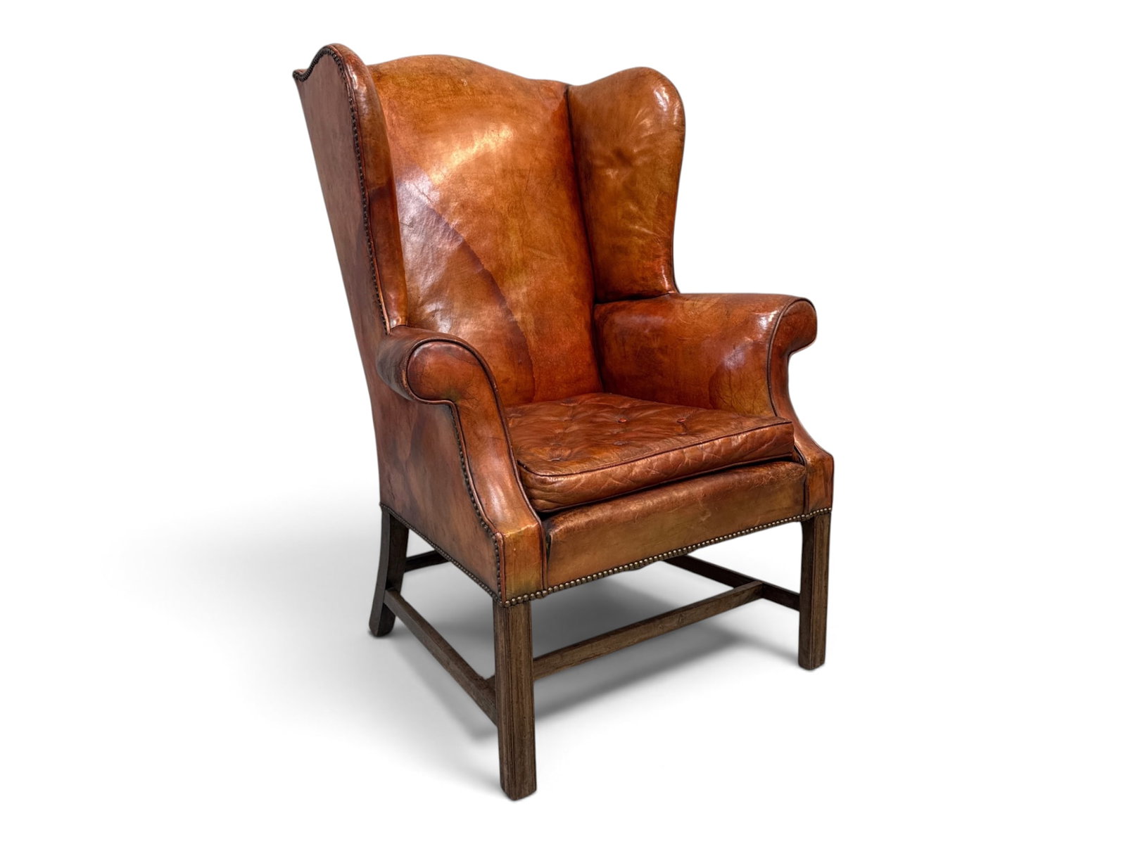 English George III Leather Upholstered Wing Chair (1 of 10)