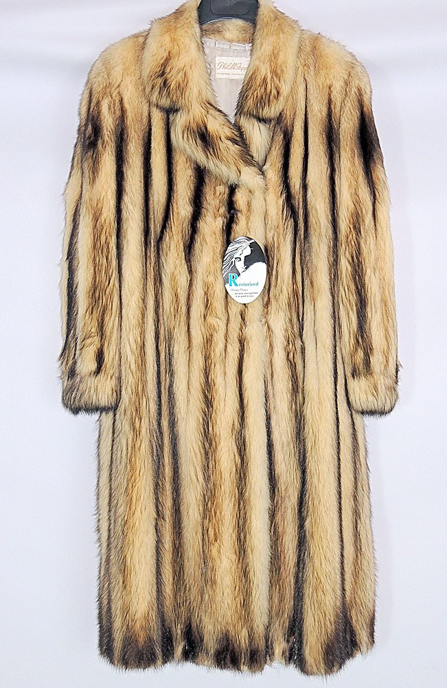 Full Length Fitch Fur Coat: Full length fitch fur coat with "Phil M. Stupp" label. 48" long, sleeve length 25".