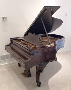 Steinway Baby-Grand Piano: Steinway baby-grand piano with Louis XV-style walnut case. Model #106160, dated 1928. Case: 6' long.