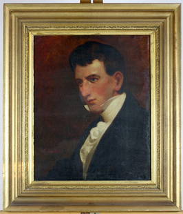 Emanuel Gottlieb Leutze. Oil on Canvas Portrait: Emanuel Gottlieb Leutze (German, 1816-1868). Oil on canvas, portrait of Rev. Lancelot Byrd Minor. Signed lower left "E. Leutze". 21" x 17".