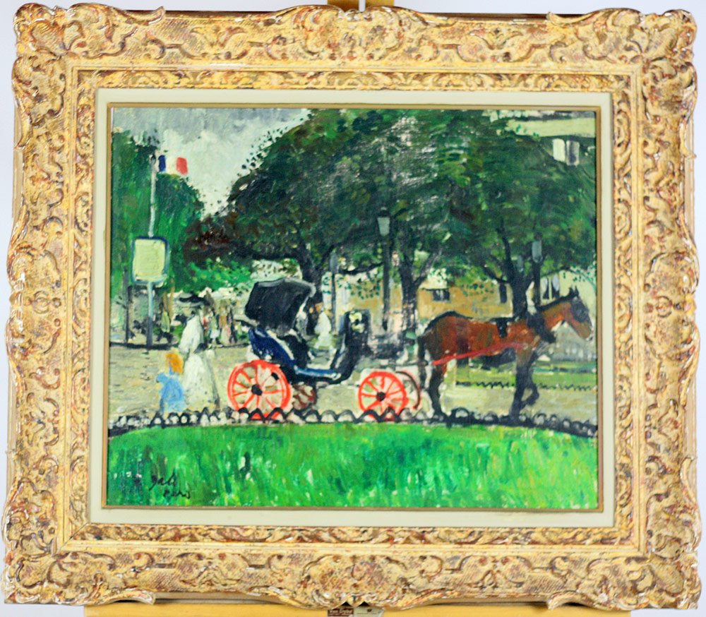 Francois Gall. Oil on Board, Parisian Scene: Francois Gall (French, 1912-1987). Oil on board, impressionist Parisian scene. Signed lower left "F. Gall, Paris". 20" x 24".