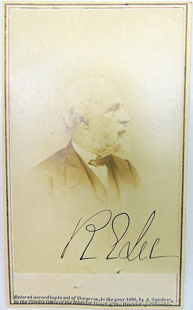 Autographed Robert E. Lee Carte de Visite: Autographed Robert E. Lee carte de visite with the stamp of the acclaimed Scottish photographer, Alexander Gardner.